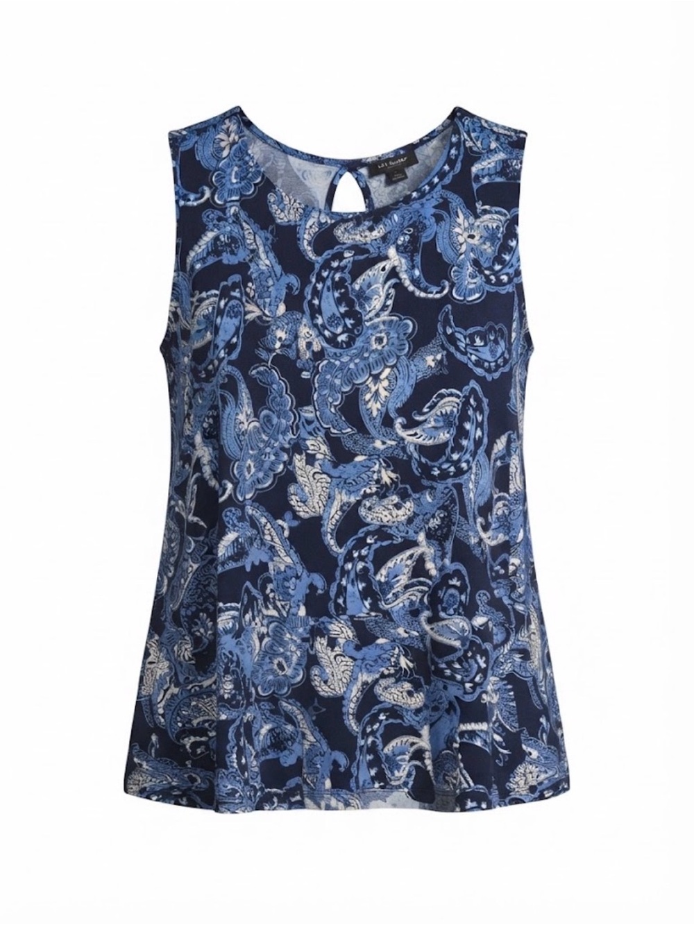 Liz Claiborne sleeveless Blue Paisley shell
